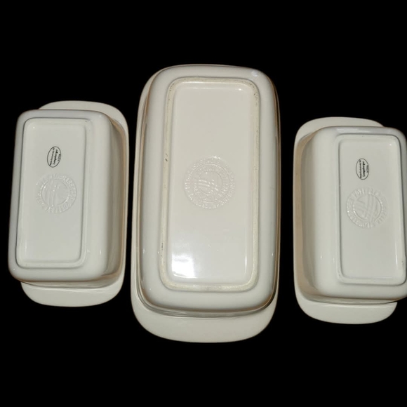 Longaberger Pottery Woven Traditions Set Of 3 Loaf Pans - Picture 2 of 6